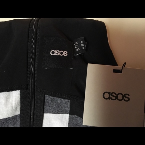 ASOS Skater Dress Gingham Black & White 14 - Picture 7 of 8